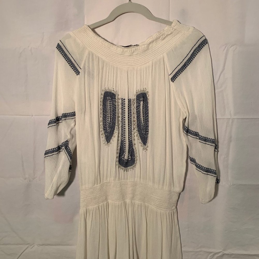 Blue & White Beaded Beach Coverup